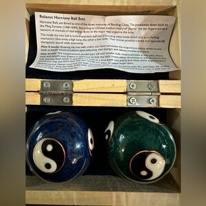 Blue and Green Yin Yang Baoding Harmony Balls